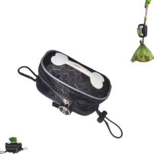 Poop Bag Holders for Leashes,Elastic Cord Dispenser Pouch and Zipper,Carabiner,Lightweight Waterproof Fabric,Doggie Poop Bags Rolls for Leash,Convenient Water Clean,Poop Bags Excluded