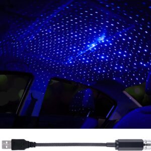LEDCARE USB Projector Night Light, Portable Adjustable Star Roof Light Car Interior LED Romantic Atmosphere Star Projector for Cars Trucks Bedroom Party Decoration((Violet Blue)