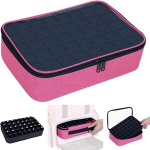 Small Clear Nail Polish Organizer Holds 40 bottles(15ml-0.5fl.oz) Nail Polish Case Multifunctional Nail Polish Bag organizer, Cosmetic Travel Makeup Bags for Women Rose Red