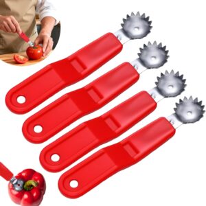 4 Pieces Tomato Corer Remover Tool Strawberry Huller Stem Remover Kitchen Corer Tool Fruit and Vegetable Baller Dessert Preparation