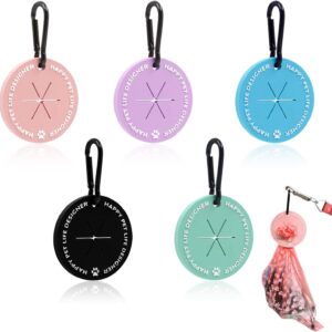 5 Colors Dog Poop Bag Holder, Waste Bag Holder with Carabiner Clip, Hands Free Poop Bag Carrier for Leash, Pet Waste Bag Dispenser for Dog Walking Accessory