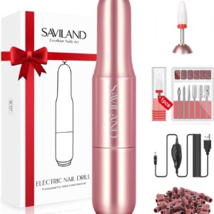 SAVILAND Electric Nail Drill: 20000RPM Pro Portable Efile Nail Drill Machine Professional Nail File Complete Drill Bits for Remove Acrylic Nails Manicure & Toenails Nail Care Home Salon DIY Nail Art