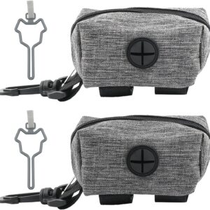 2pcs Dog Poop Bag Holder with 2 Hands-free holder Poop Bag Dispenser Pet Dog Waste Bag Dispenser Leash Attachment Fits Any Dog Leash for Dog Cat and Other Pets(Gray)