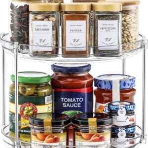 2 Tier Non-Skid Acrylic Lazy Susan Turntable Organizer - Rotating Spice Rack