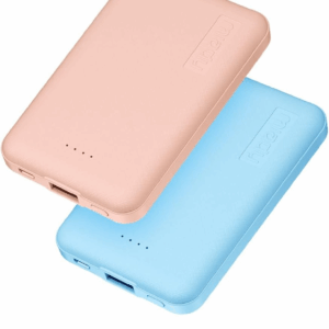 2-Pack 5000Mah Mini Portable Charger, 5V 2.4A USB-C Output Fast Charging Battery Pack Travel Small Power Bank Compatible with Iphone 16/15 Galaxy S24/S22 Ipad Android Etc (Cream Blue+ Pink)
