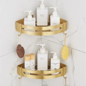 Brushed Gold Bathroom Corner Shelf