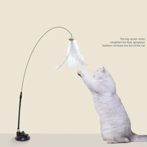 Cat Toy Feather Stick Interactive Toy Super Suction Kitten Toy Cup Removable 2